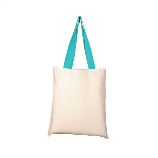 Coloured Handle Cotton Totes turquoise